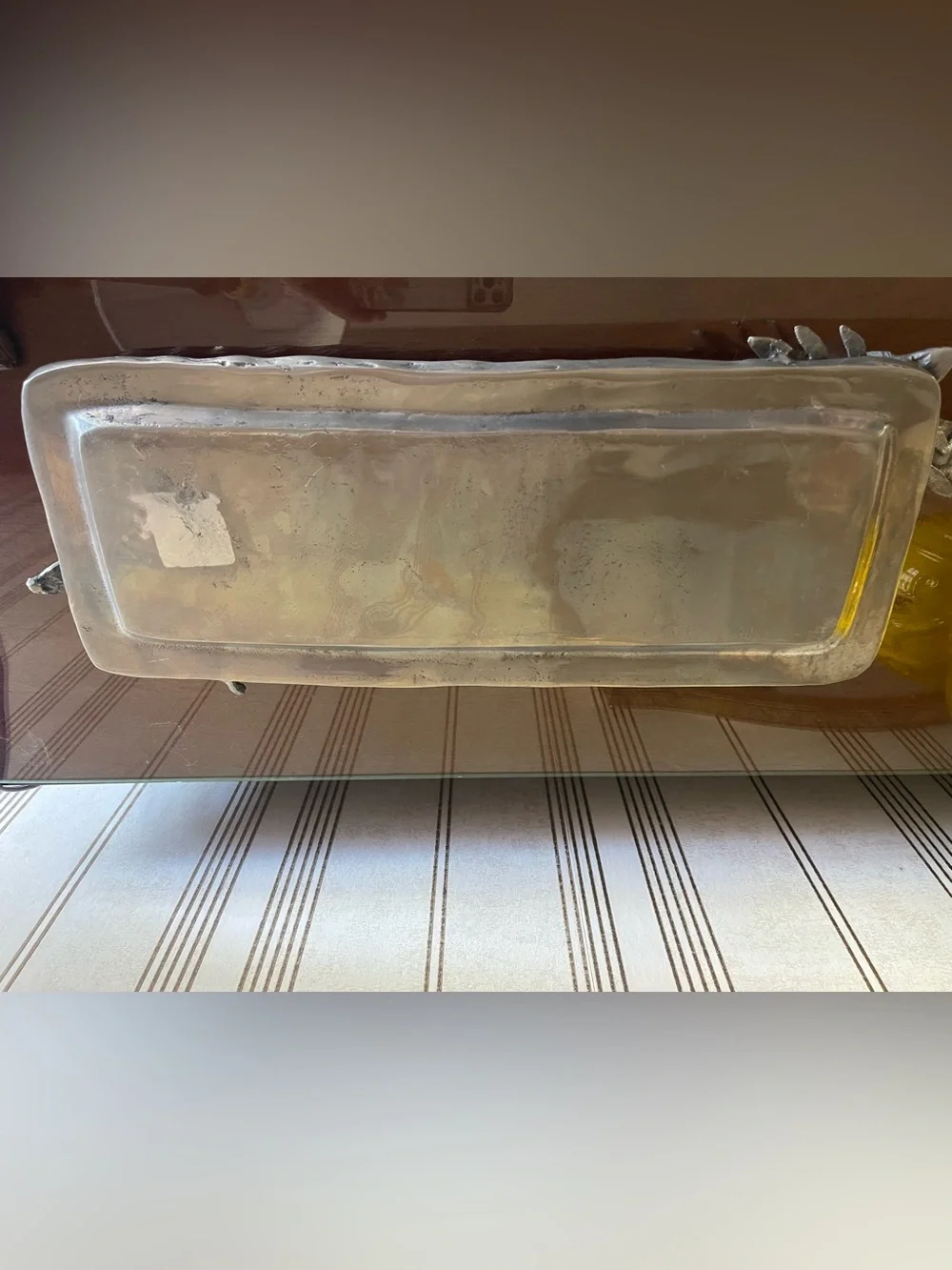 Antique-Style Decorative Tray in metal grey finish.